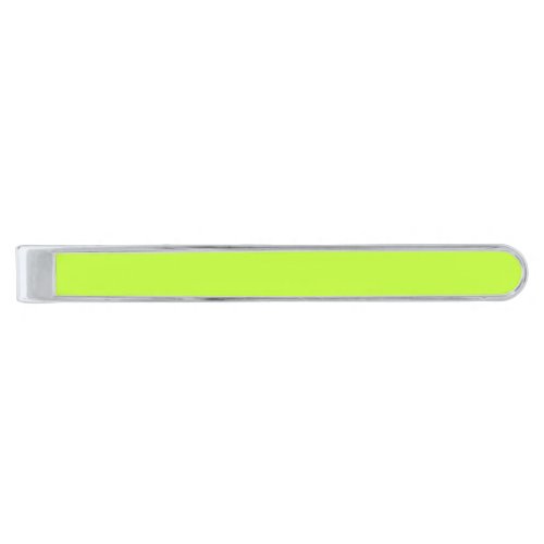 Solid bright lime light green silver finish tie bar