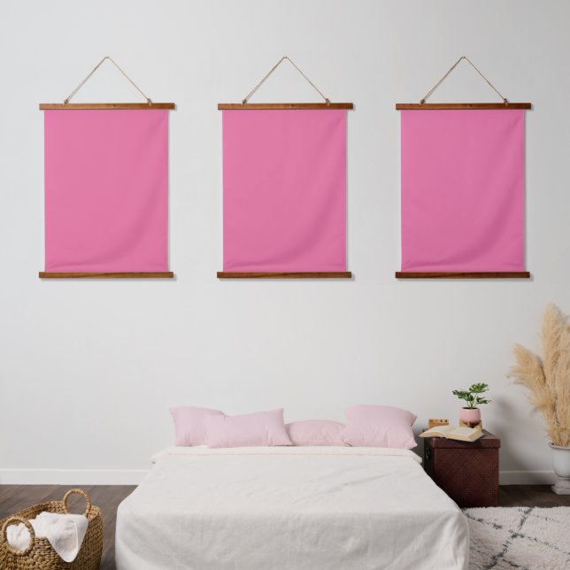 Solid Bright Pink Rose Triple Wall Tapestry Set (Bedroom)