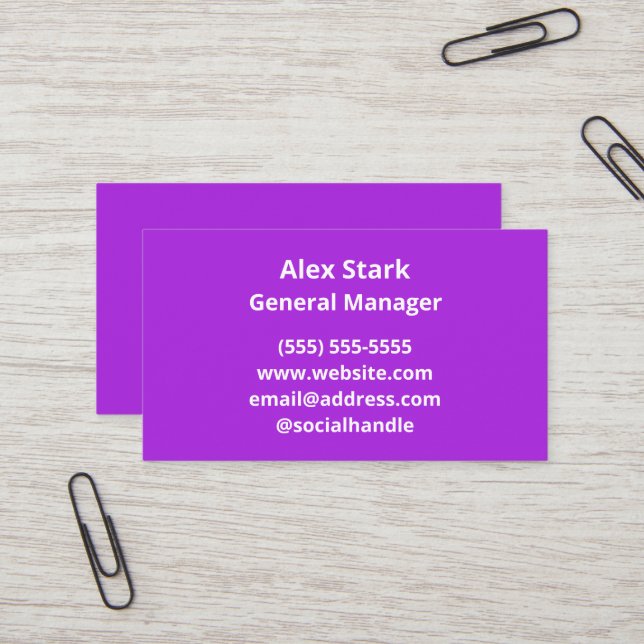 Solid Bright Purple Business Cards (Front/Back In Situ)