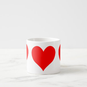 Solid Bright Red Cute Heart Espresso Cup