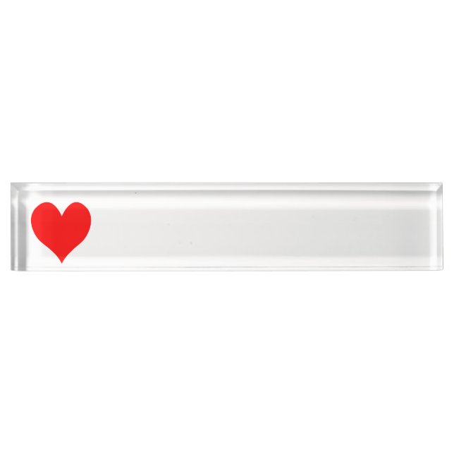 Solid Bright Red Cute Heart Name Plate (Front)