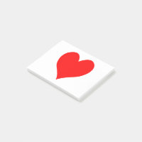 Solid Bright Red Cute Heart Post-it Notes