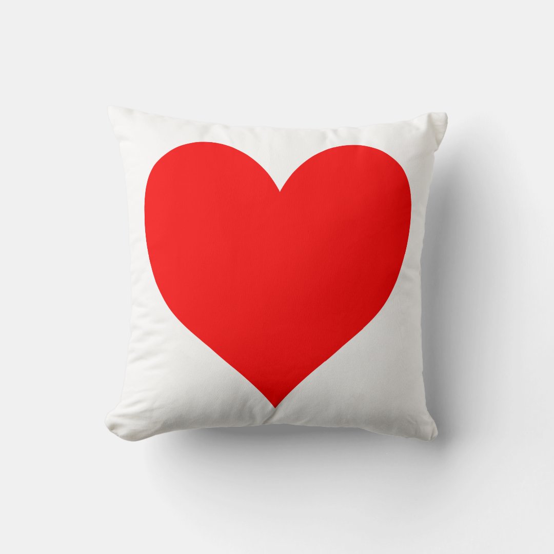 Solid Bright Red Cute Heart Throw Pillow Zazzle