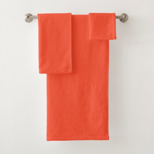 Solid bright red orange bath towel set