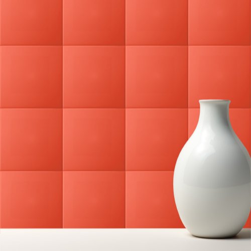 Solid bright red orange ceramic tile