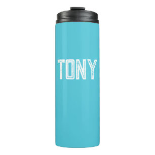 Solid Bright Sky Blue Custom Name Monogram Thermal Tumbler