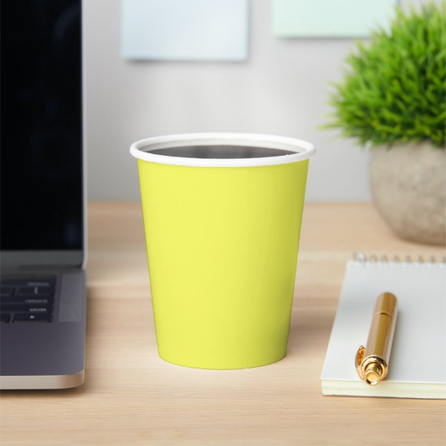 Solid bright sweet lemon yellow paper cups (Insitu)