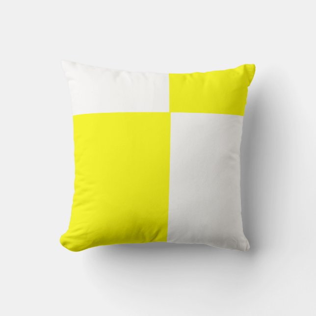 solid bright yellow and white pillow (Front)