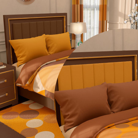 Solid Brown And Solid Orange  Pillow Case