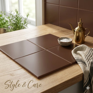Solid Brown Ceramic Tile 6 Inch Square