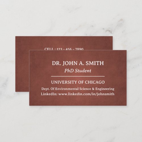 Solid Brown PhD Student Business Card