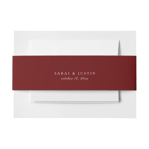 Solid Burgundy Marsala Red Color Wedding Invitation Belly Band