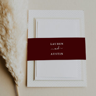 Solid Burgundy Wedding Invitation Belly Band