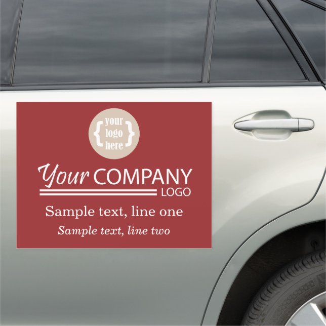 Solid Burgundy with Business Logo Sign, Slogan Car Magnet (In Situ)