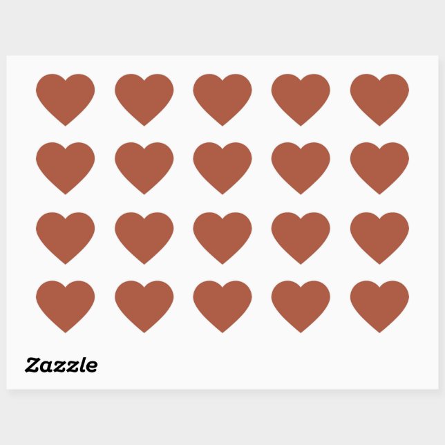 Solid Burnt Orange  Heart Sticker (Sheet)
