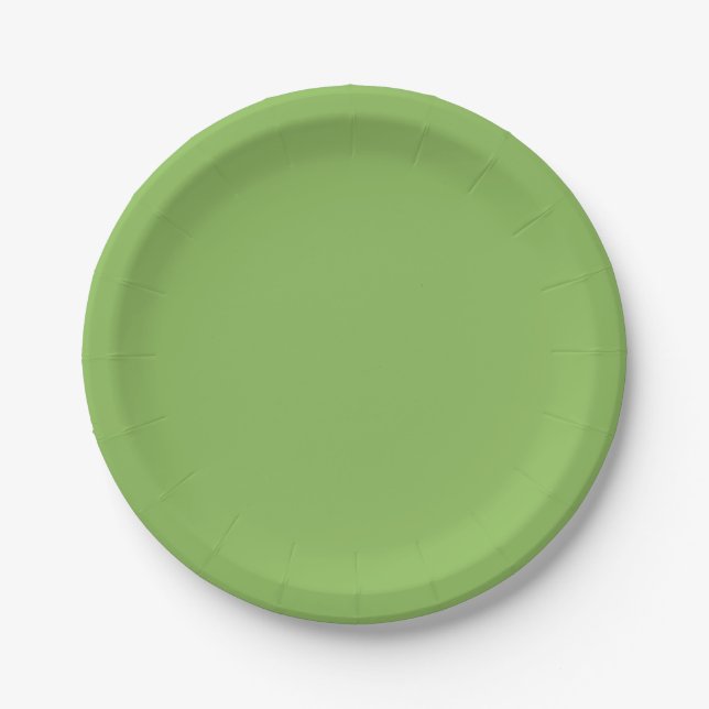Solid cabbage green paper plates (Front)