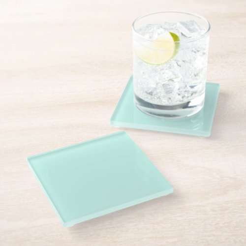 Solid cameo green mint soft turquoise glass coaster