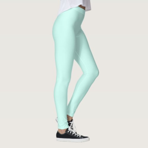 Solid cameo green mint soft turquoise leggings