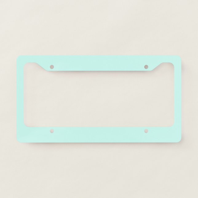 Solid cameo green mint soft turquoise license plate frame (Front)
