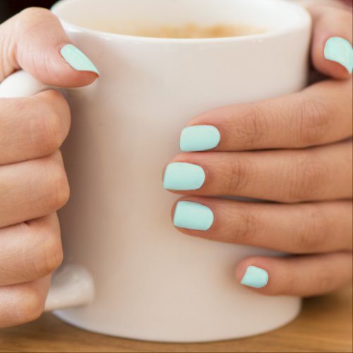 Solid cameo green mint soft turquoise minx nail art
