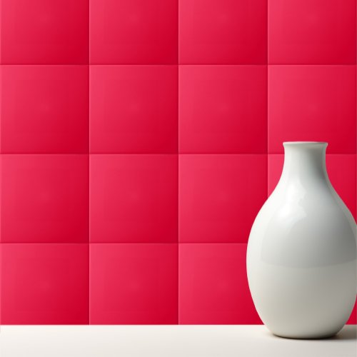 Solid carmine vivid red ceramic tile