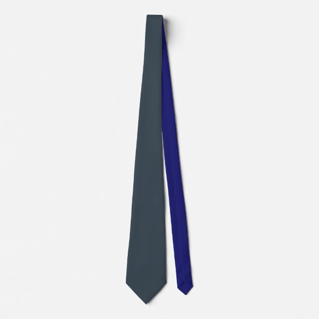 Solid Charcoal Black Shade Midnight Blue Minimal Neck Tie (Front)