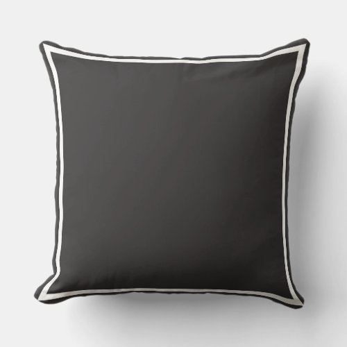 Solid Charcoal Gray with White Trim Throw Pillow