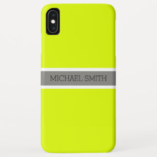 Solid Chartreuse Modern Gray Ribbon Elegant Name iPhone XS Max Case