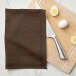 Solid Chocolate Brown Tone on Tone Grid Kitchen Towel