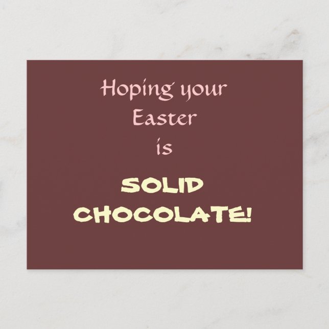 Solid Chocolate Easter Holiday Postcard (Front)