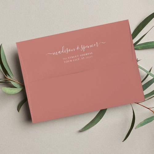 Solid cinnamon rose elegant modern Wedding 5x7 Envelope