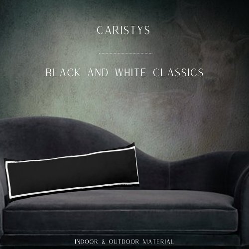 Solid Classic Black with White Trim  Body Pillow