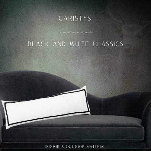 Solid Classic Black with White Trim  Body Pillow