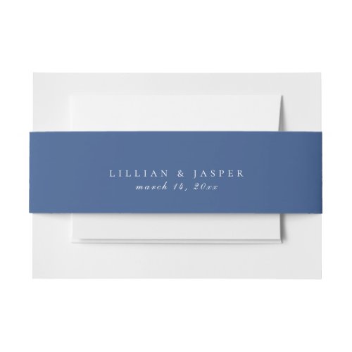 Solid Classic Blue Wedding Invitation Belly Band