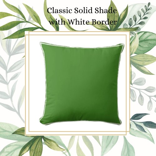 Solid Classic Emerald Green with White Trim Throw Pillow