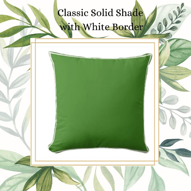 Solid Classic Emerald Green with White Trim Throw Pillow (Creator Uploaded)