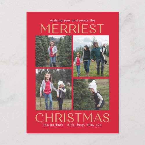 Solid Clean Collage Christmas Postcard