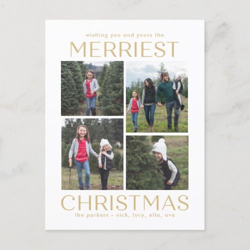 Solid Clean Collage Christmas Postcard