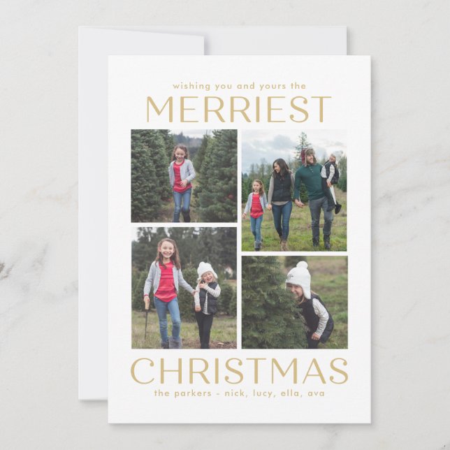 Solid Clean Collage Editable Color Christmas Card (Front)