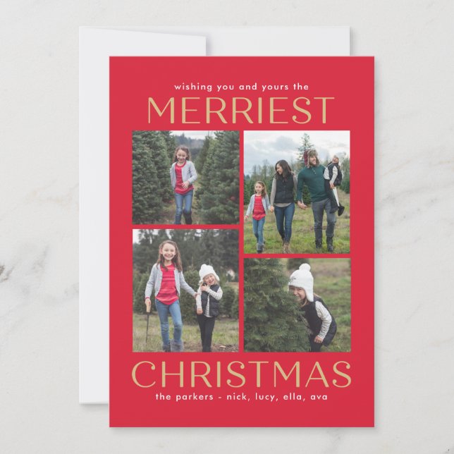 Solid Clean Collage Editable Color Christmas Card (Front)