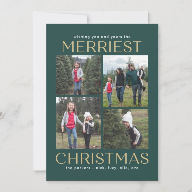 Solid Clean Collage Editable Color Christmas Card (Front)