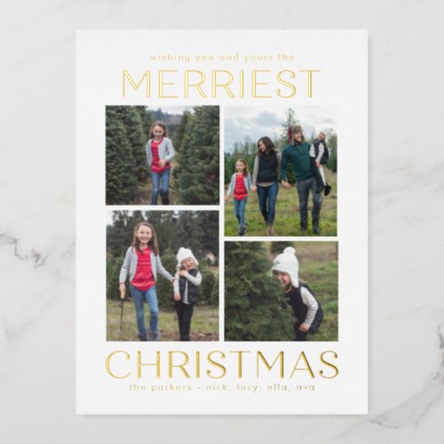 Solid Clean Collage FOIL Christmas Card Postcard