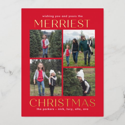 Solid Clean Collage FOIL Christmas Card Postcard