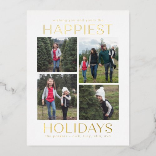 Solid Clean Collage FOIL Holiday Card Postcard