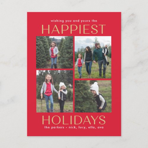 Solid Clean Collage Holiday Postcard