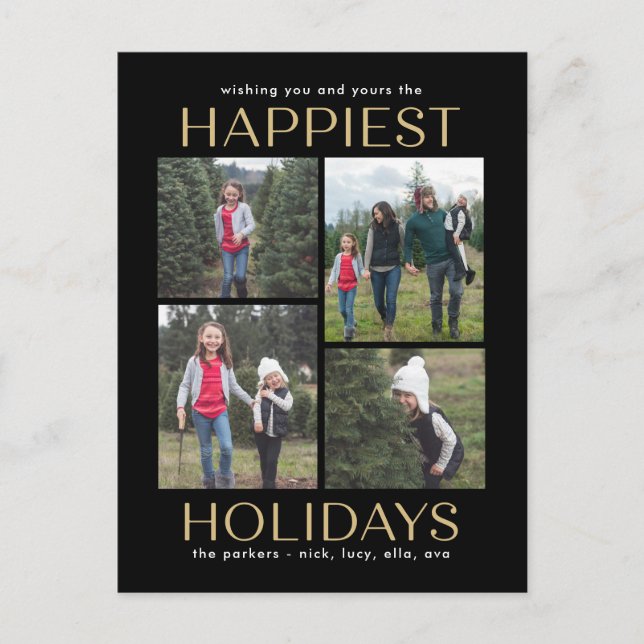 Solid Clean Collage Holiday Postcard (Front)