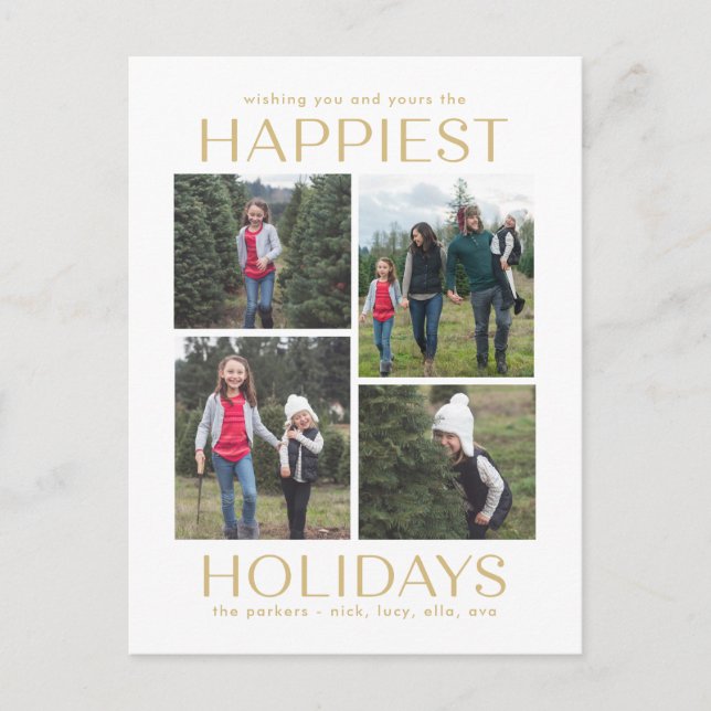 Solid Clean Collage Holiday Postcard (Front)