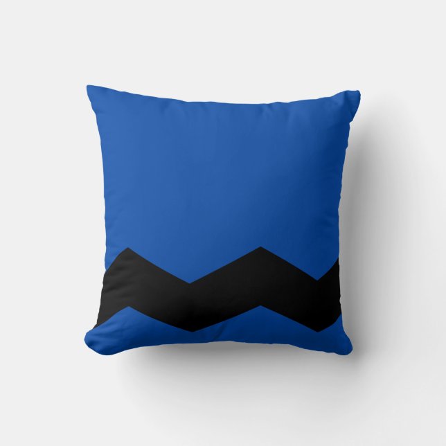 Solid Cobalt Blue and Zig Zag Design Throw Pillow (Front)