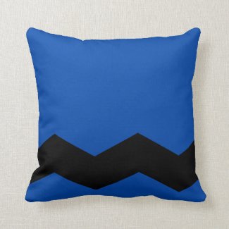 Solid Cobalt Blue and Zig Zag Design Throw Pillow
