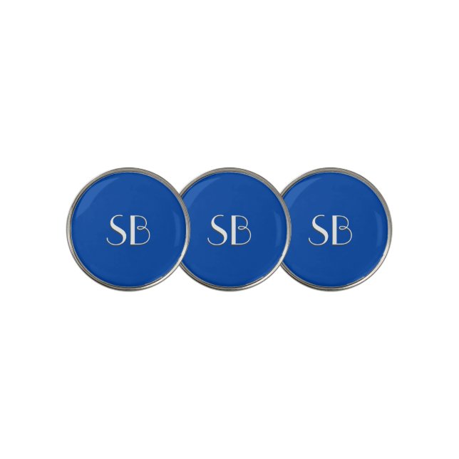 Solid Cobalt Blue Monogram Golf Ball Marker (3 Up)